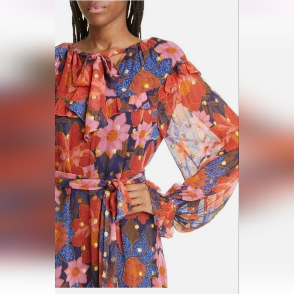 Farm Rio Navy Garden Midi Dress - Picture 4 of 16